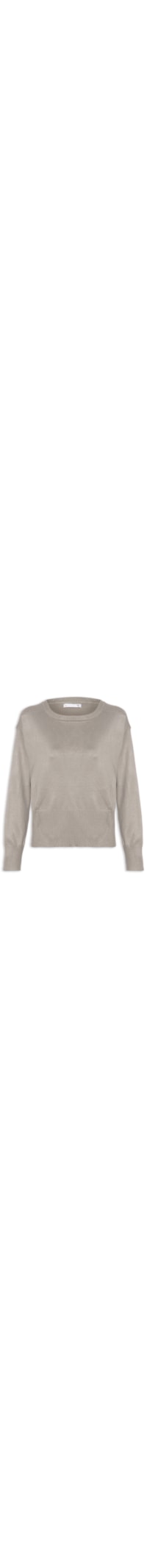 Blusa Feminina Barra Canelada Em Tricot - Cinza
