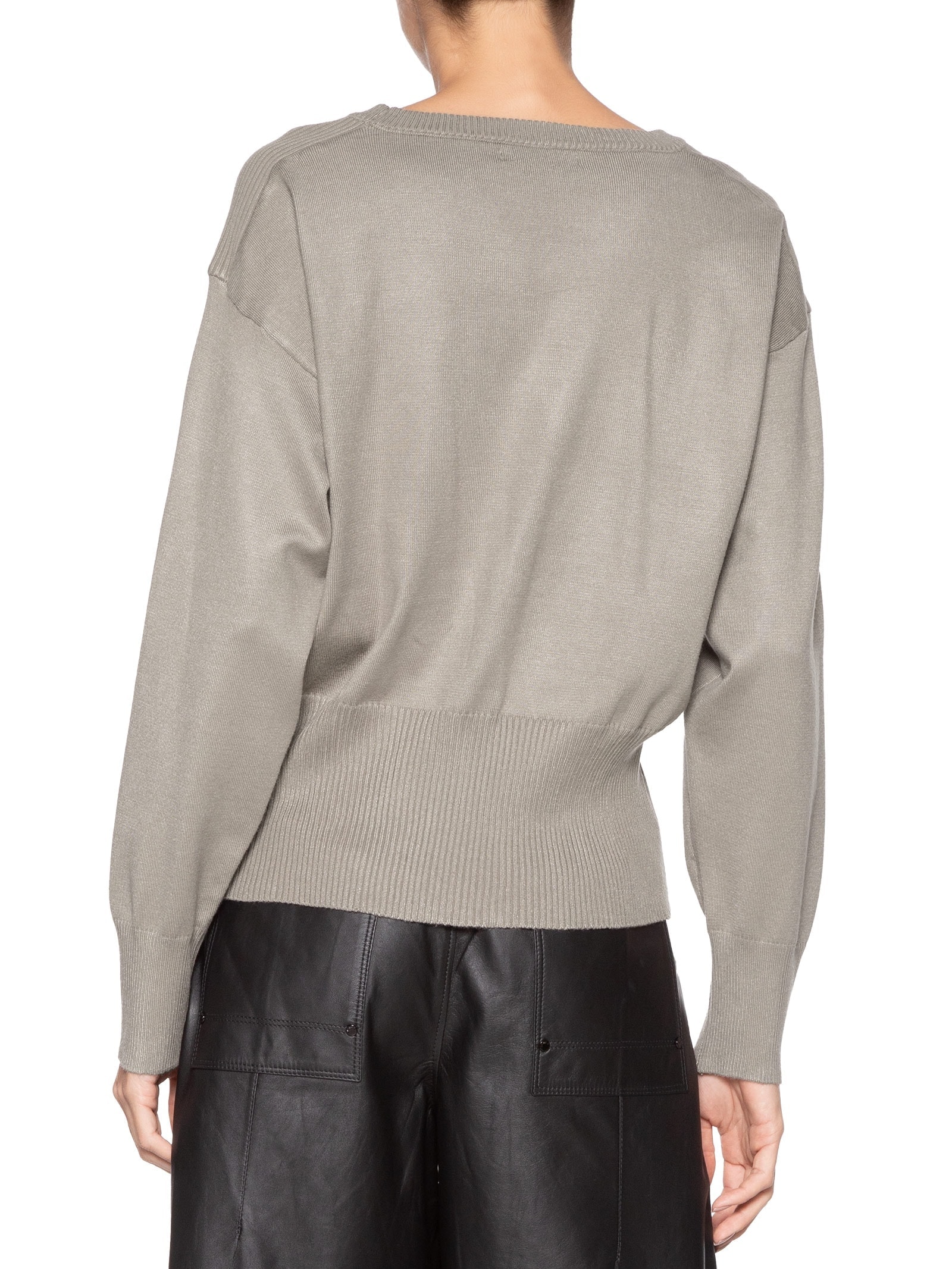 Blusa Feminina Barra Canelada Em Tricot Cinza '2Essential