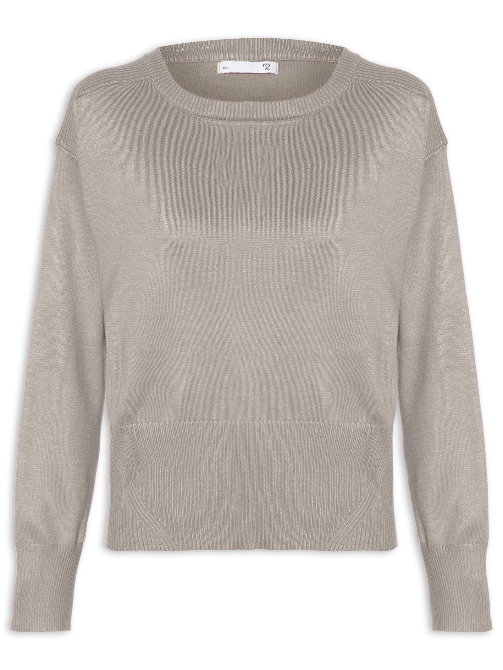 Blusa Feminina Barra Canelada Em Tricot Cinza '2Essential