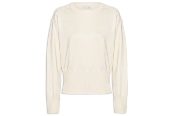 Blusa Feminina Barra Canelada Em Tricot - Off White