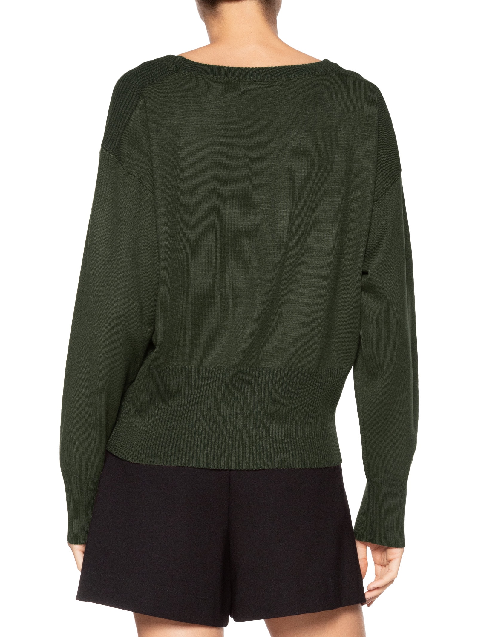 Blusa Feminina Barra Canelada Em Tricot Verde '2Essential