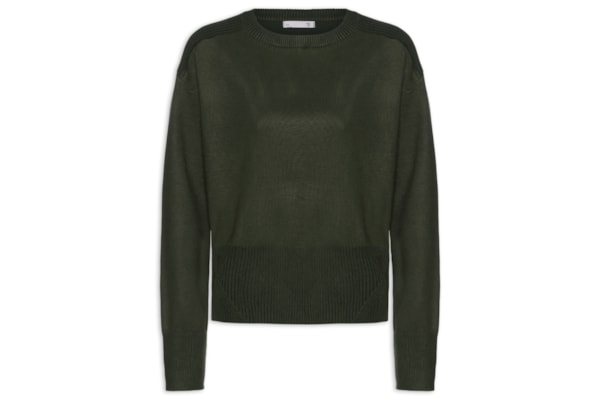 Blusa Feminina Barra Canelada Em Tricot - Verde