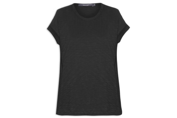 Blusa Feminina Barra Dobrada Manga - Preto