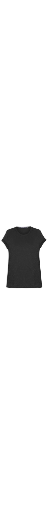 Blusa Feminina Barra Dobrada Manga - Preto