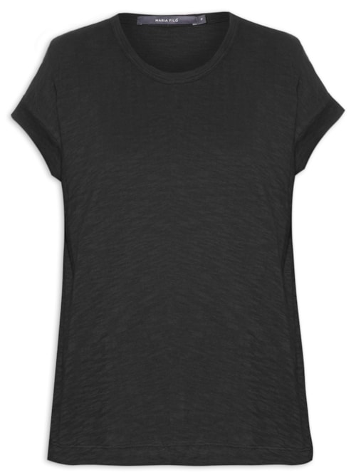Blusa Feminina Barra Dobrada Manga – Preto