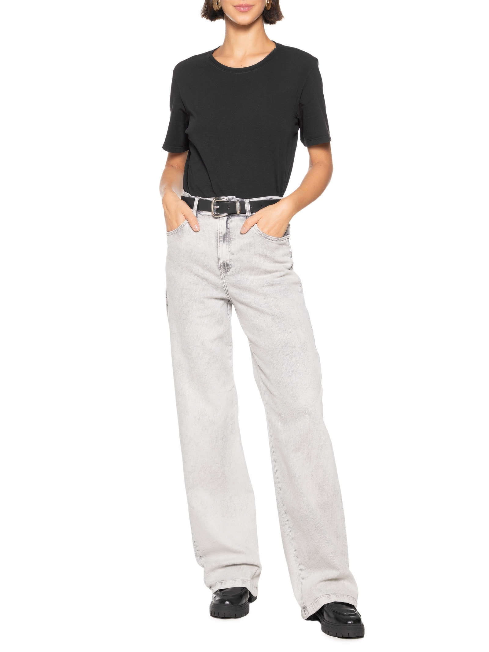 Blusa Feminina Básica Algodão Classic Preto Cantão