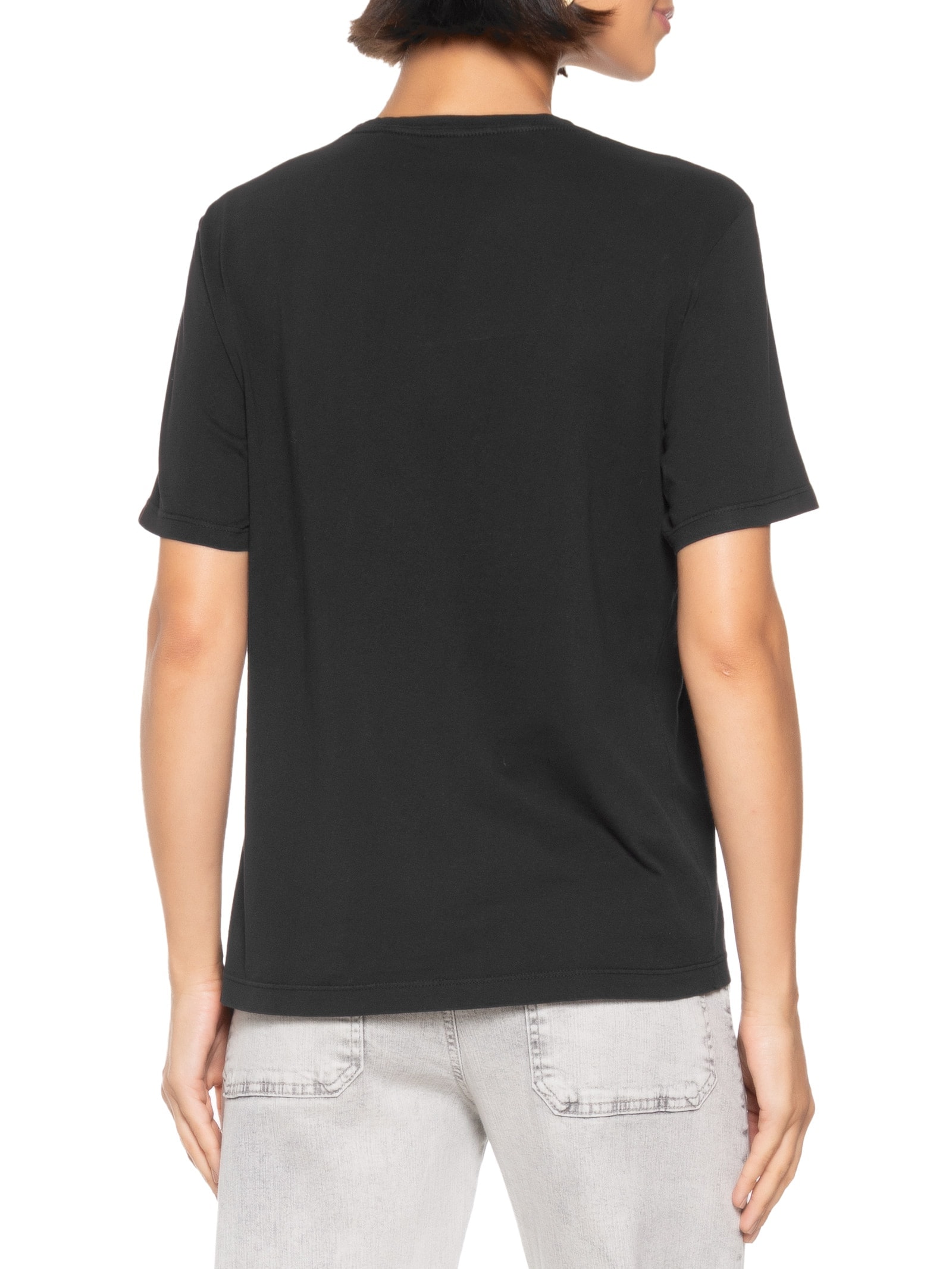 Blusa Feminina Básica Algodão Classic Preto Cantão