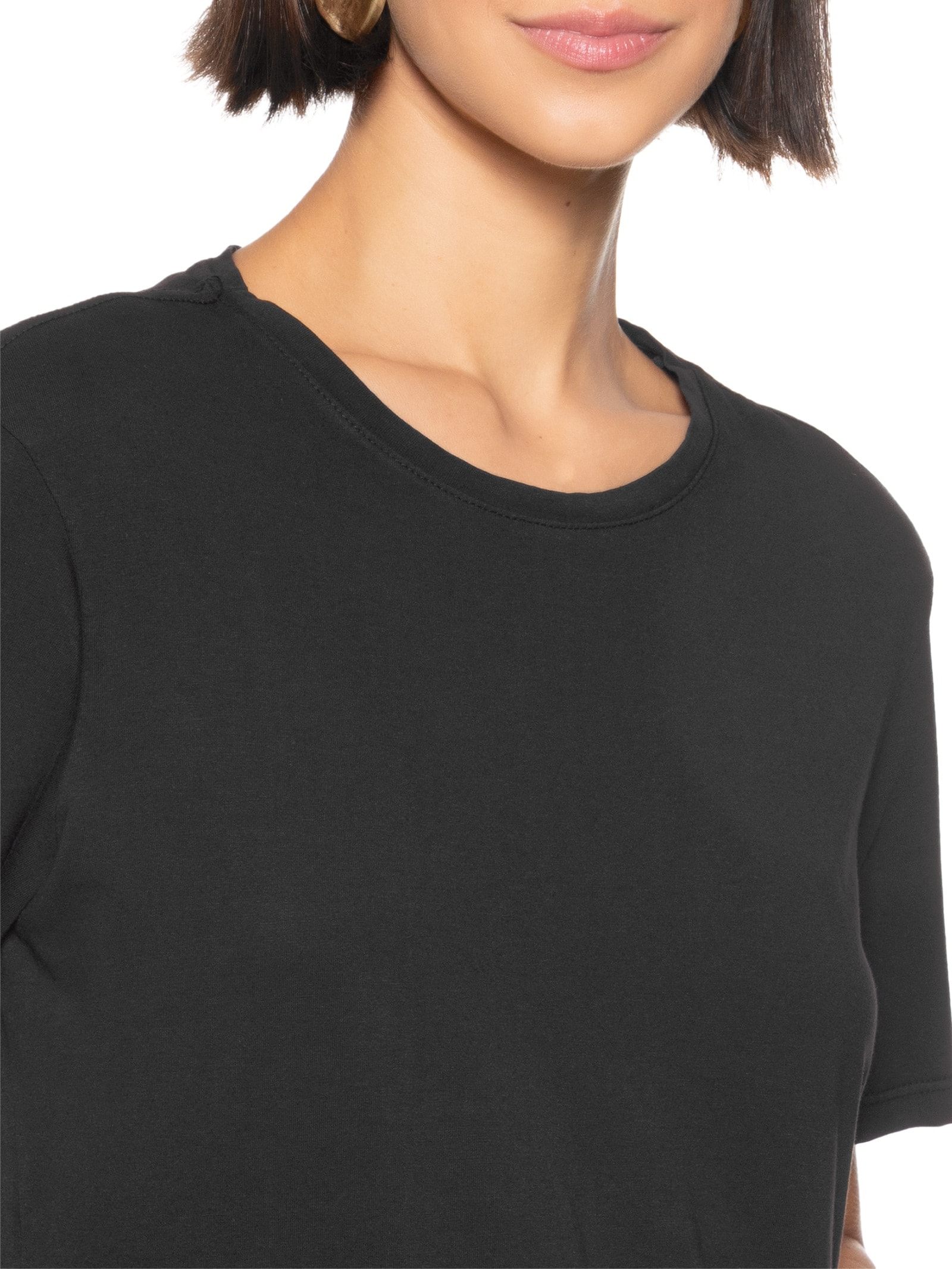 Blusa Feminina Básica Algodão Classic Preto Cantão