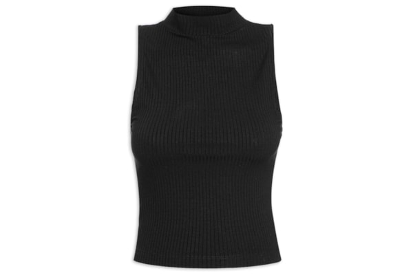 Blusa Feminina Básica Canelada - Preto
