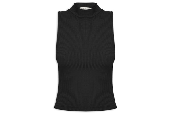 Blusa Feminina Básica Canelada - Preto