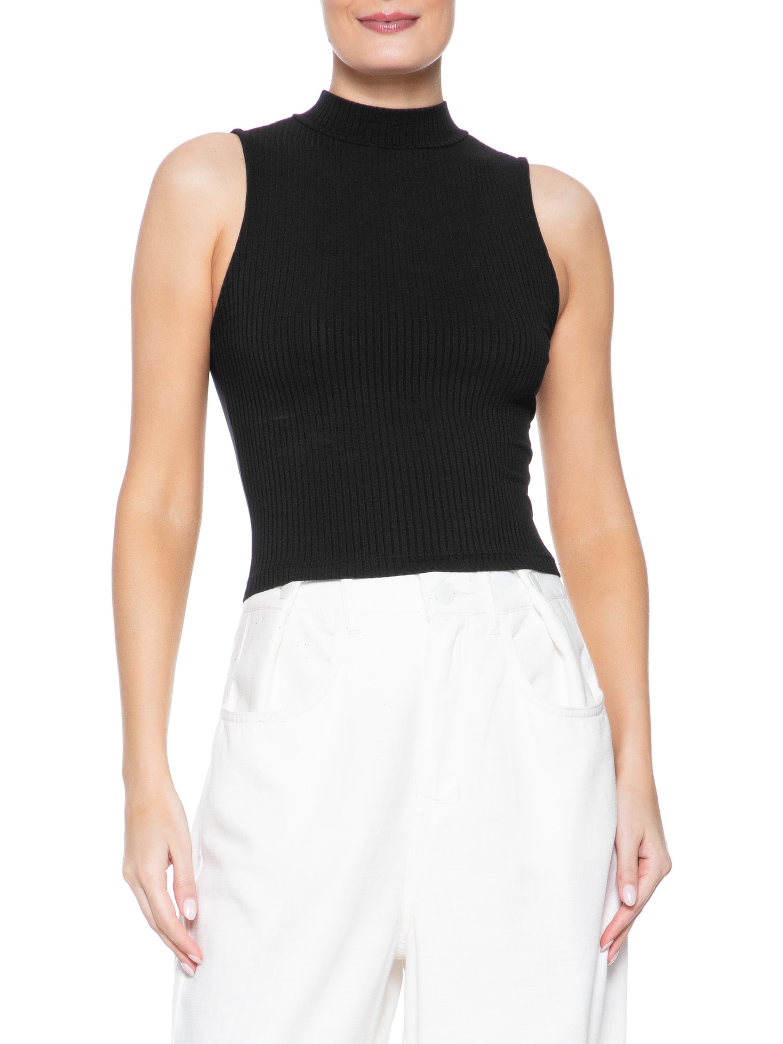 Blusa Feminina Básica Canelada Preto Dress To