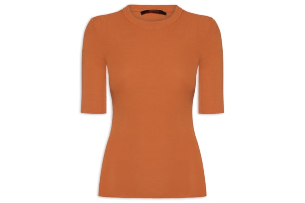 Blusa Feminina Básica Canelada Tricot Color - Laranja