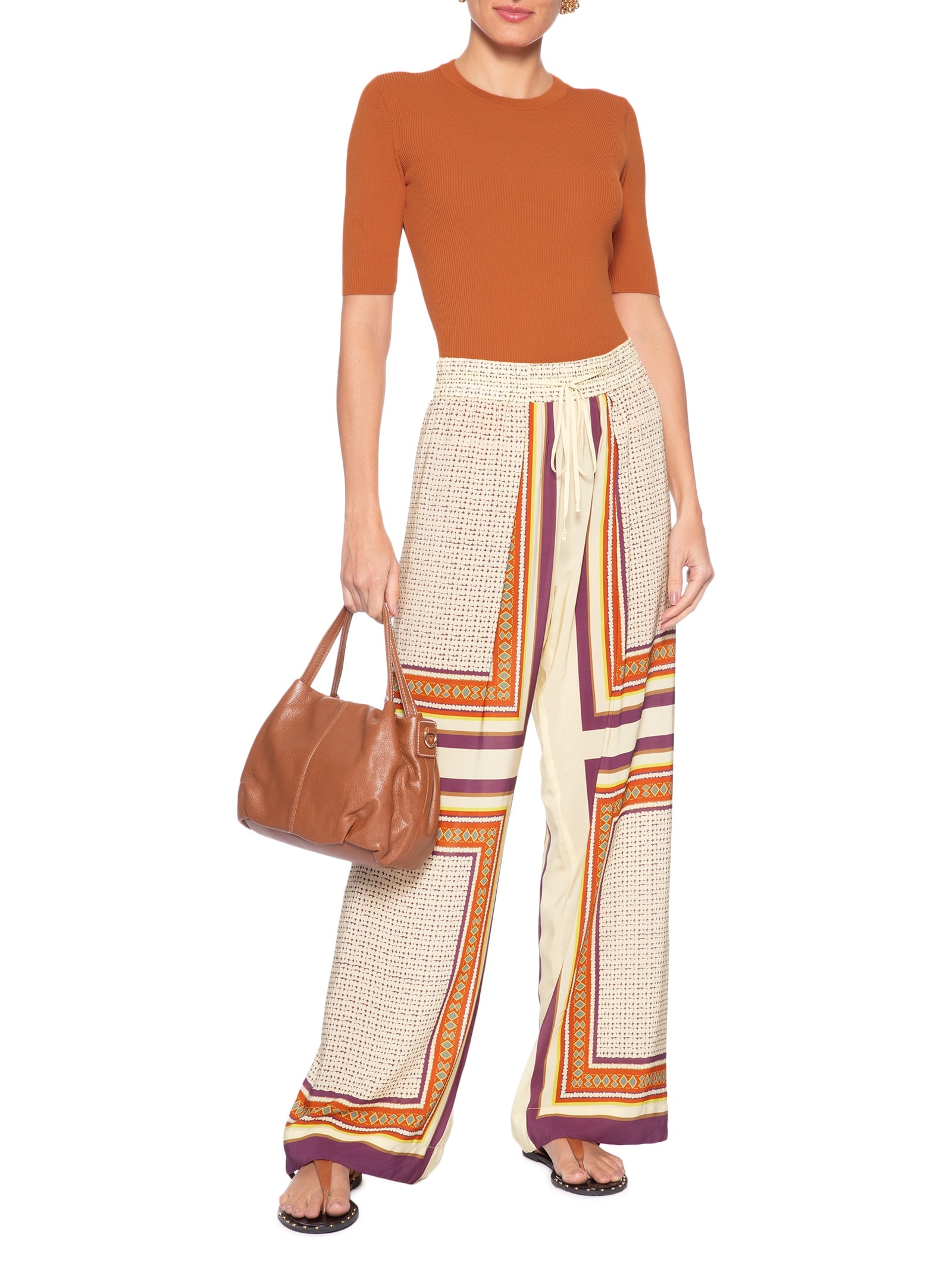 Blusa Feminina Básica Canelada Tricot Color Laranja Animale