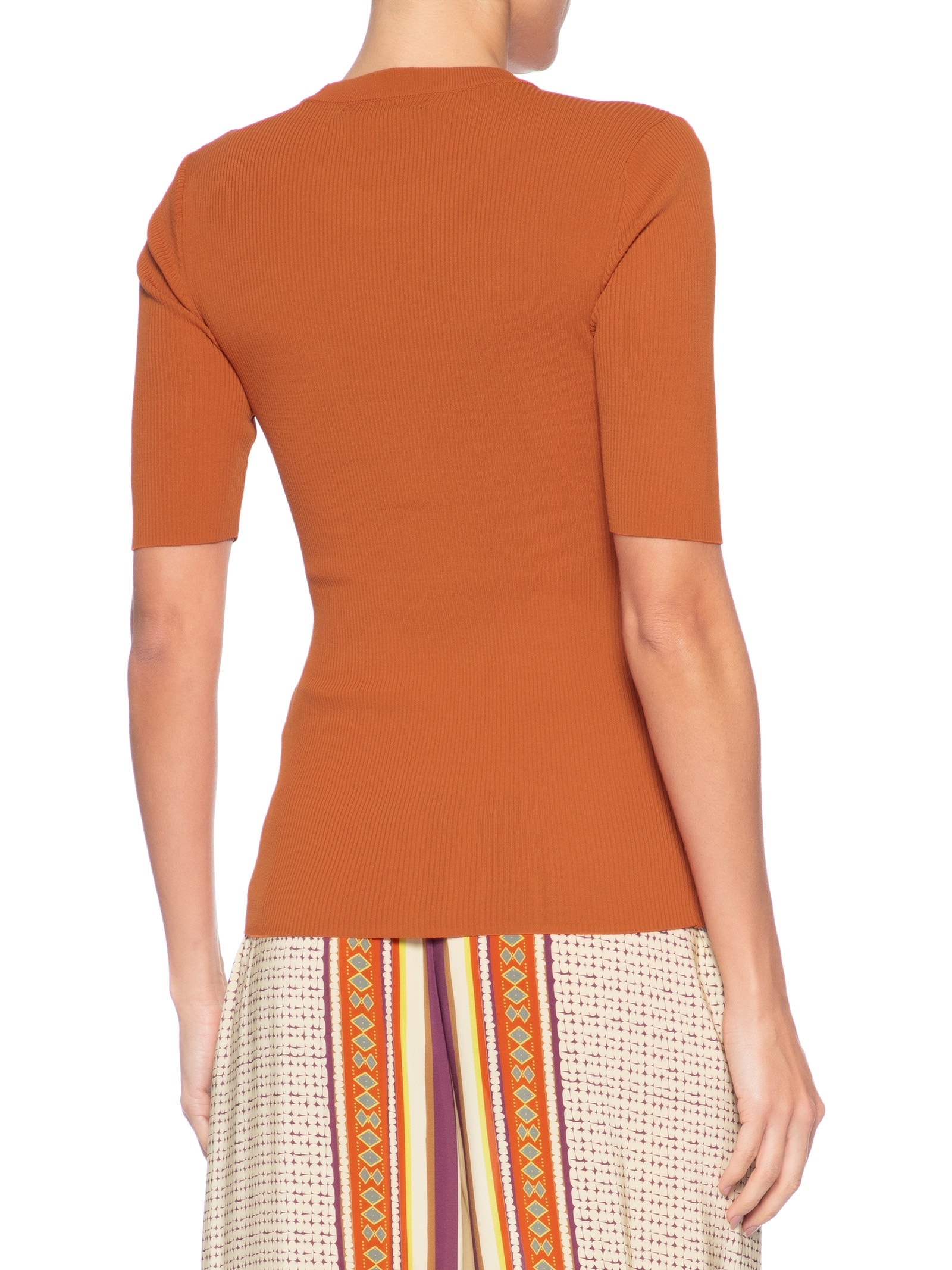 Blusa Feminina Básica Canelada Tricot Color Laranja Animale