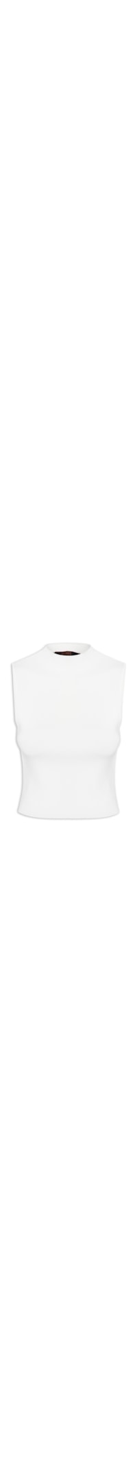Blusa Feminina Básica De Tricot Cropped Gola Alta - Branco