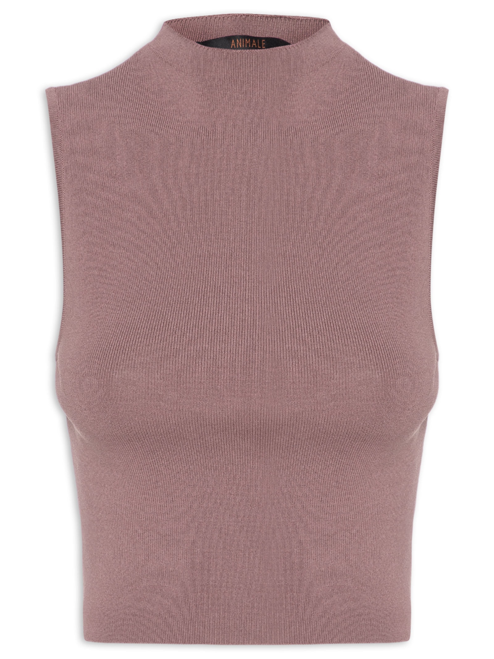 Blusa Feminina Básica De Tricot Cropped Gola Alta Rosa Animale