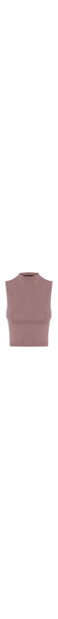 Blusa Feminina Básica De Tricot Cropped Gola Alta - Rosa