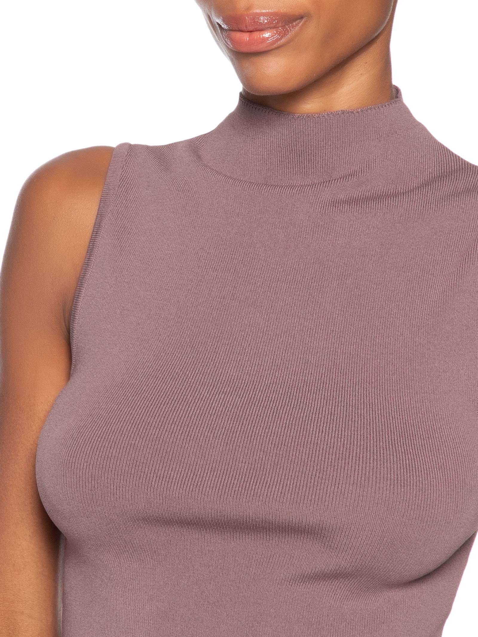 Blusa Feminina Básica De Tricot Cropped Gola Alta Rosa Animale