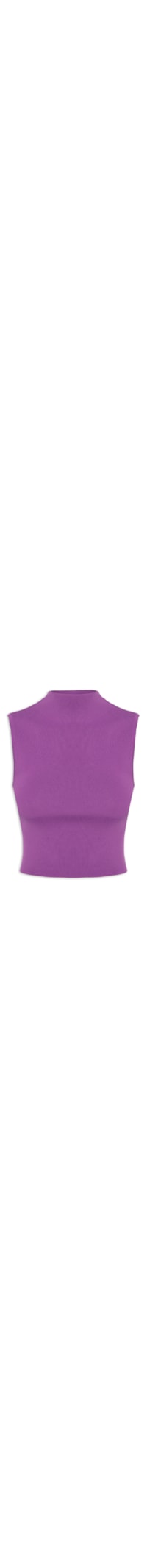 Blusa Feminina Básica De Tricot Cropped Gola Alta - Roxo