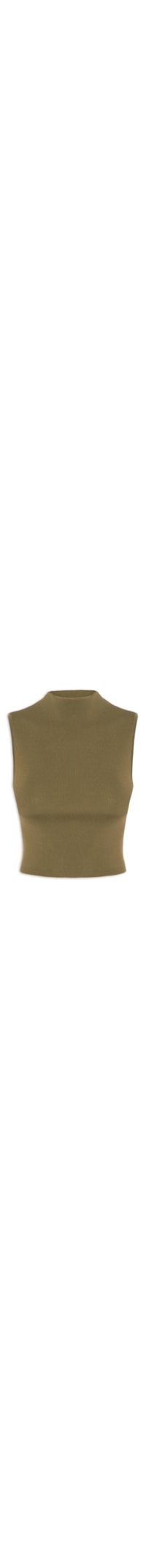 Blusa Feminina Básica De Tricot Cropped Gola Alta - Verde