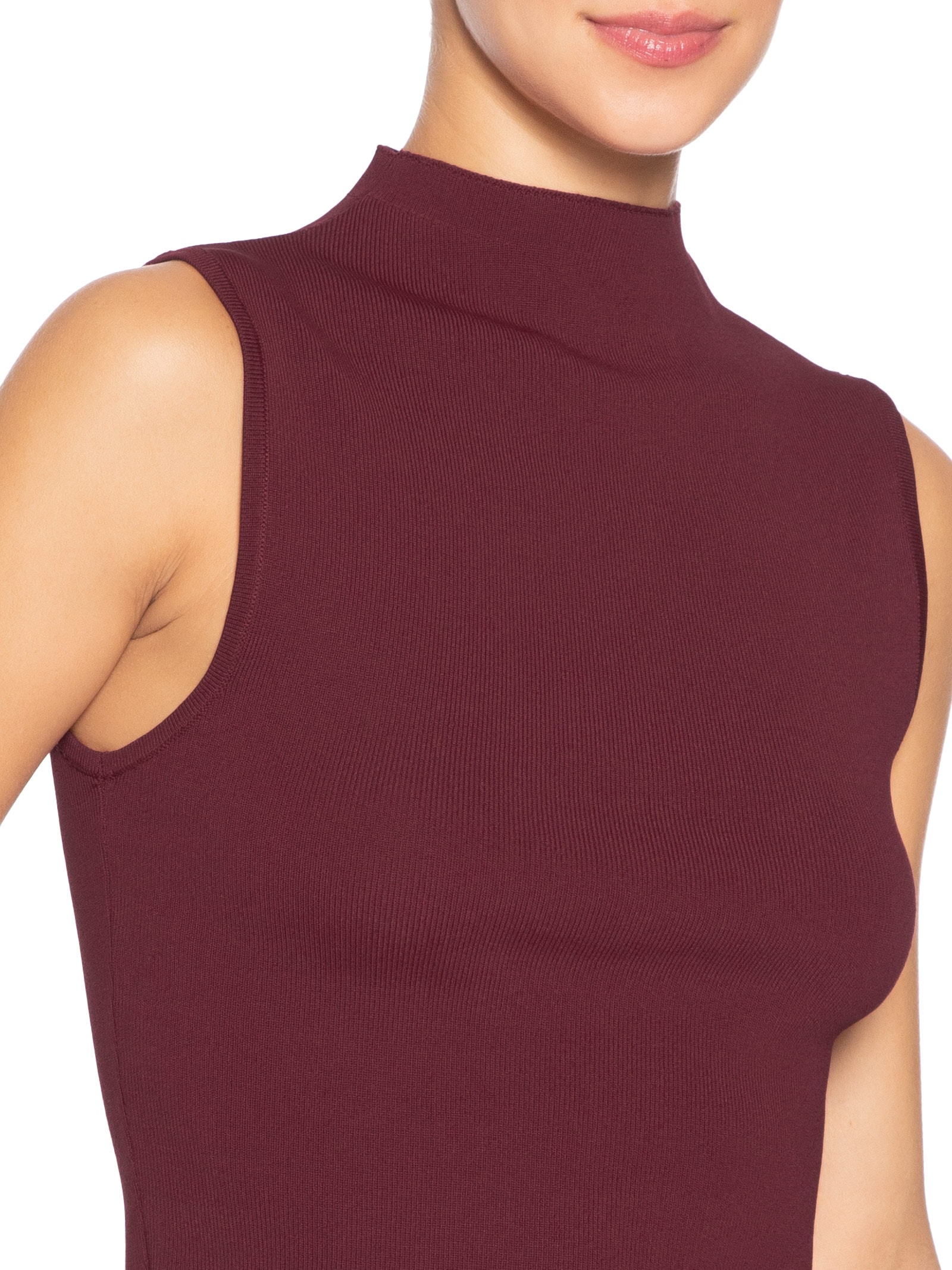 Blusa Feminina Básica De Tricot Cropped Gola Alta Vermelho Animale
