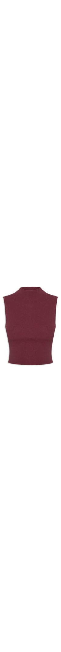 Blusa Feminina Básica De Tricot Cropped Gola Alta - Vermelho