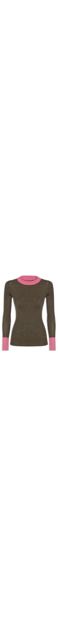 Blusa Feminina Básica De Tricot Listras Com Lurex - Verde