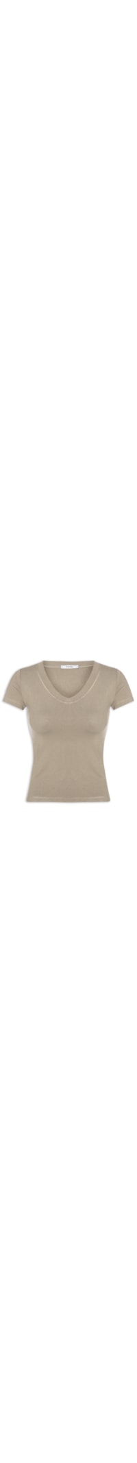 Blusa Feminina Básica Decote V - Bege