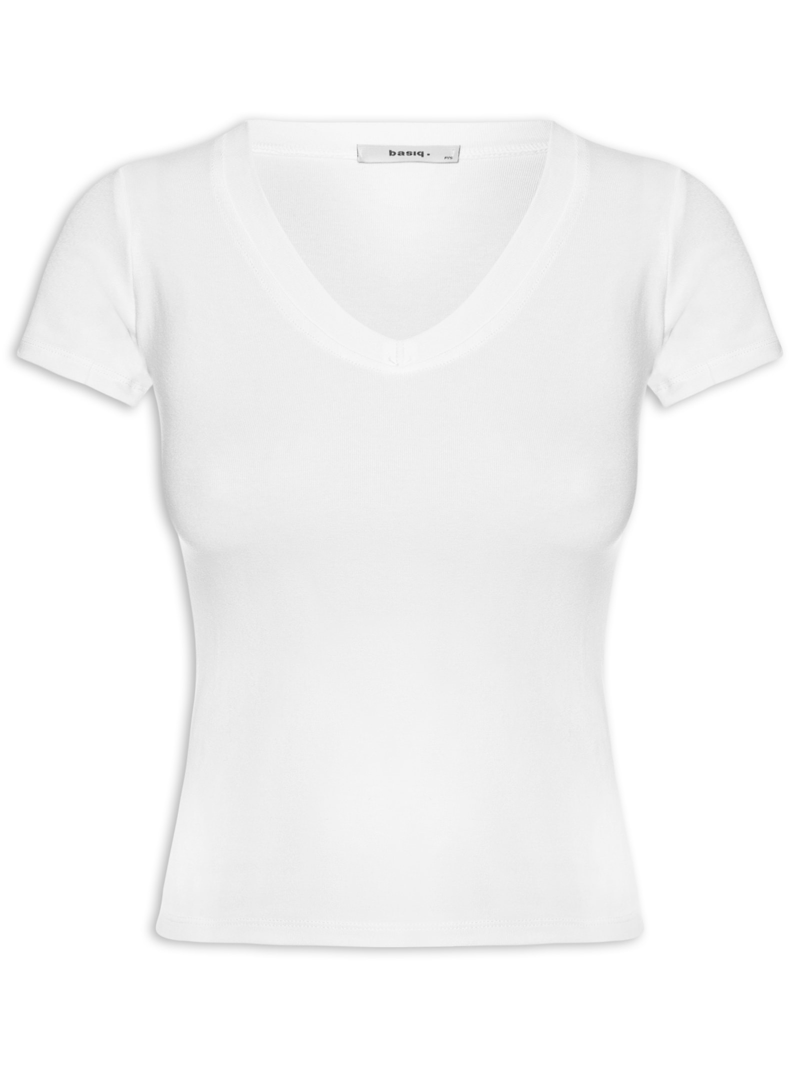 Blusa Feminina Básica Decote V Branco Basiq