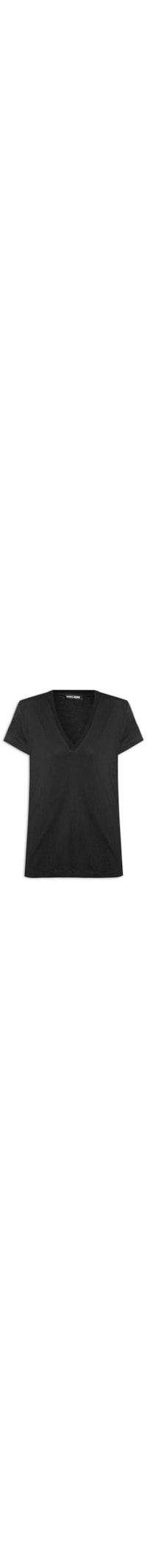 Blusa Feminina Básica Decote V - Preto