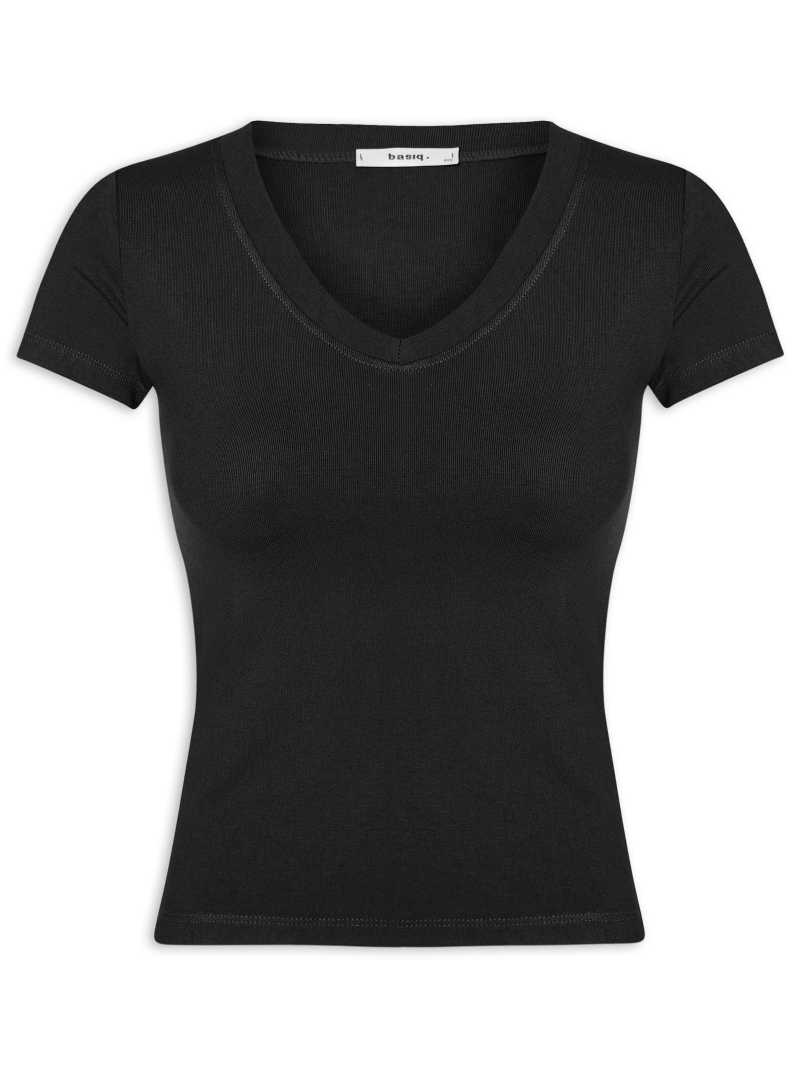 Blusa Feminina Básica Decote V Preto Basiq