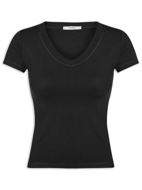 Blusa Feminina Básica Decote V – Preto