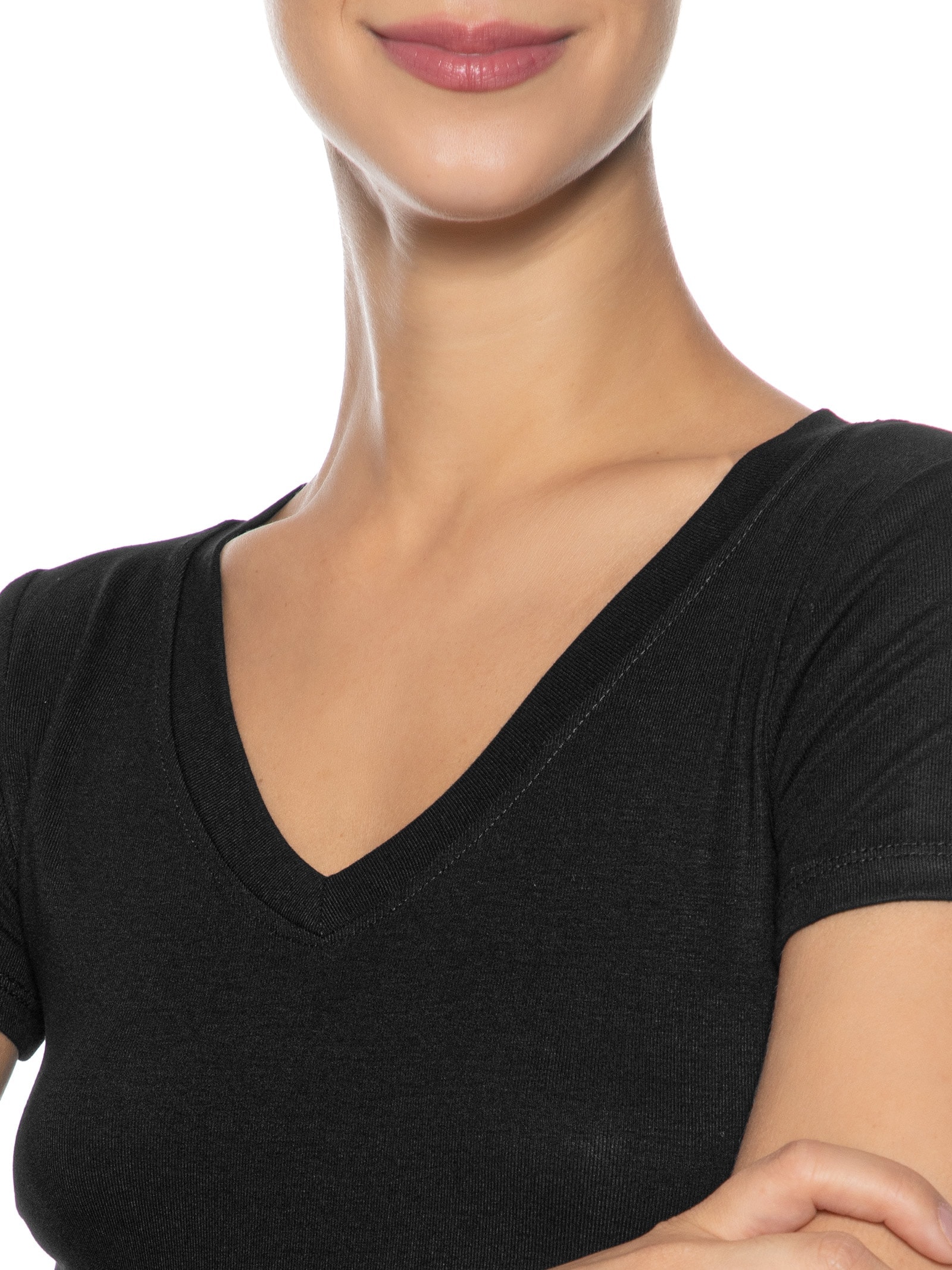 Blusa Feminina Básica Decote V Preto Basiq