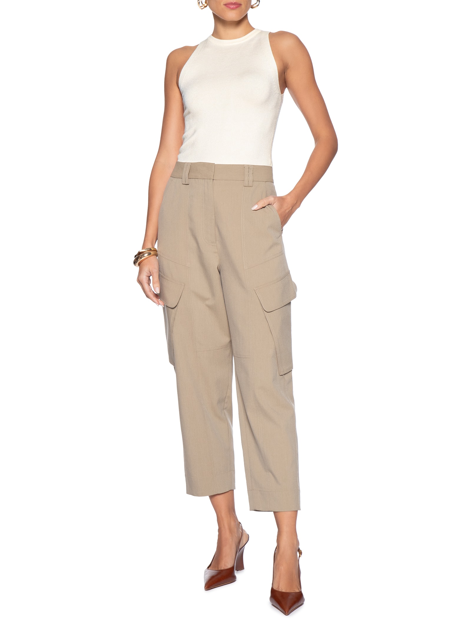 Blusa Feminina Básica Em Tricot Bege '2Essential