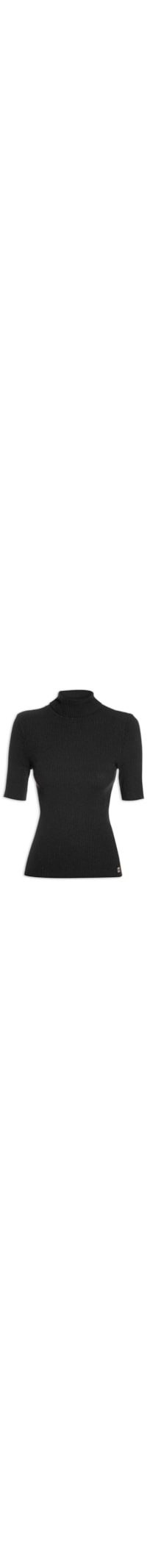 Blusa Feminina Básica Manga Curta - Preto