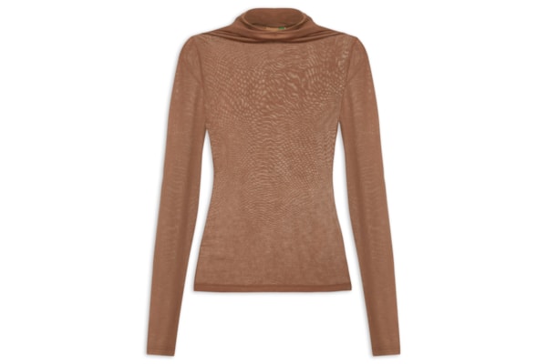 Blusa Feminina Básica Manga Longa - Marrom