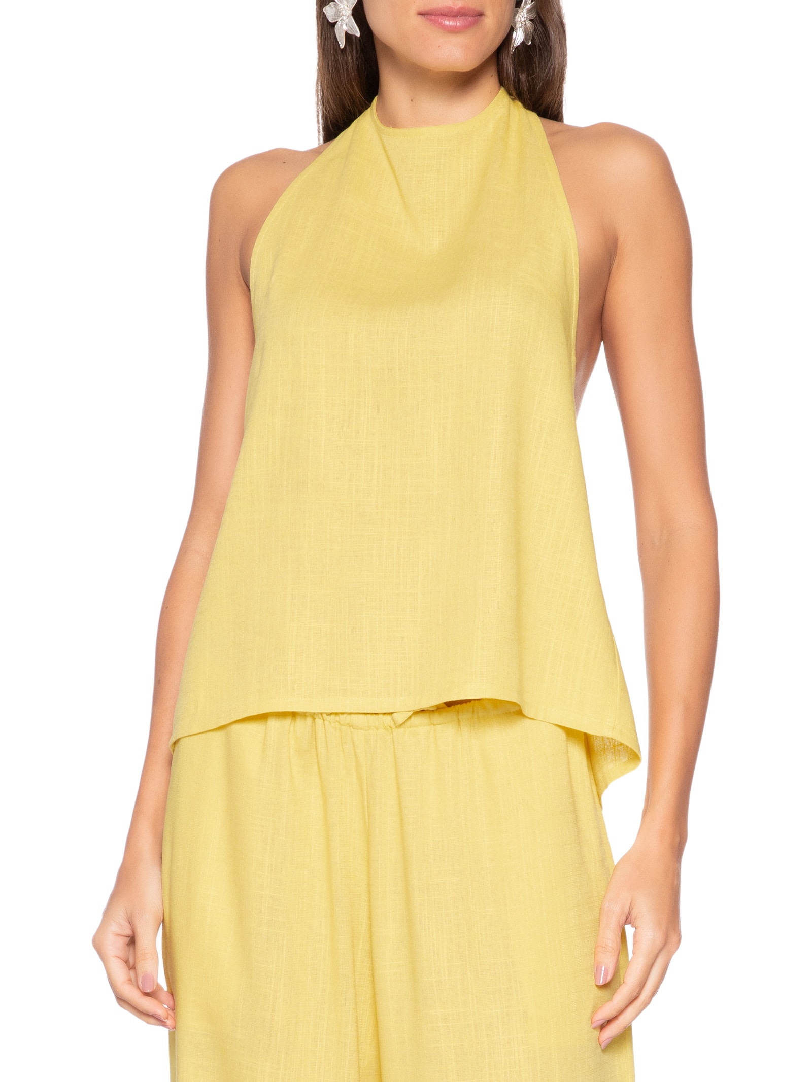 Blusa Feminina Bianca Porto Amarelo Panô