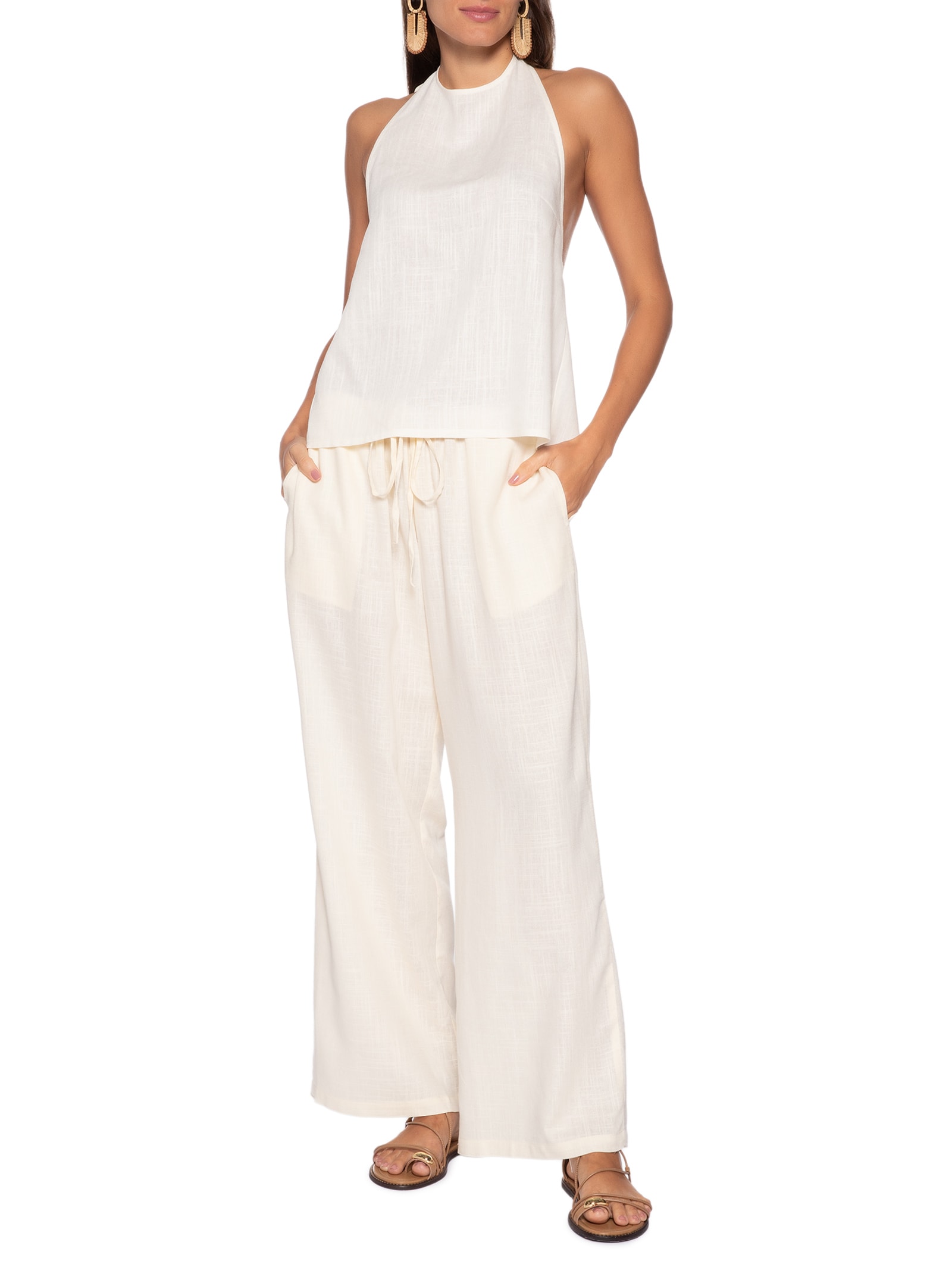 Blusa Feminina Bianca Porto Branco Panô