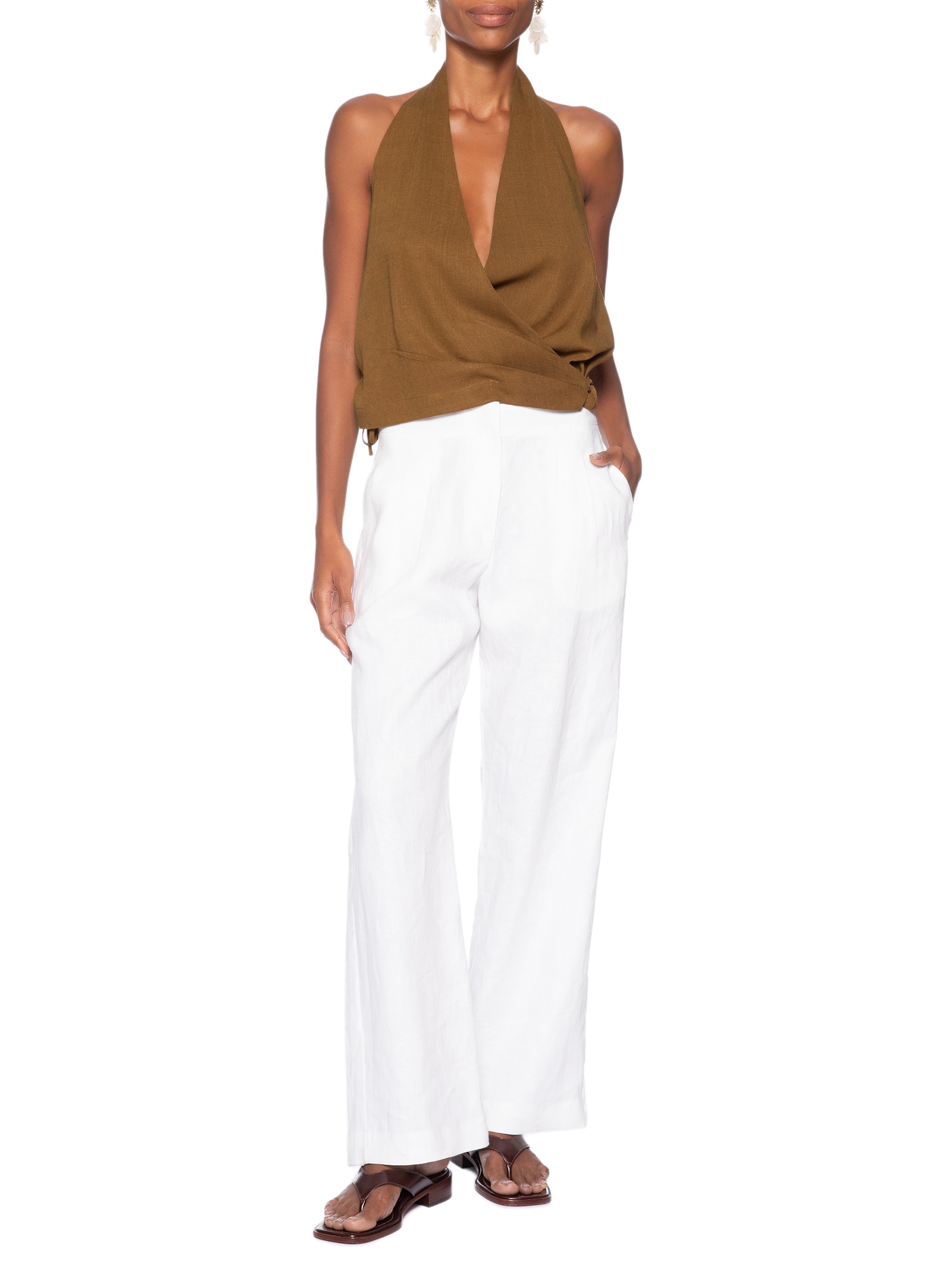 Blusa Feminina Bianca Porto Marrom Panô