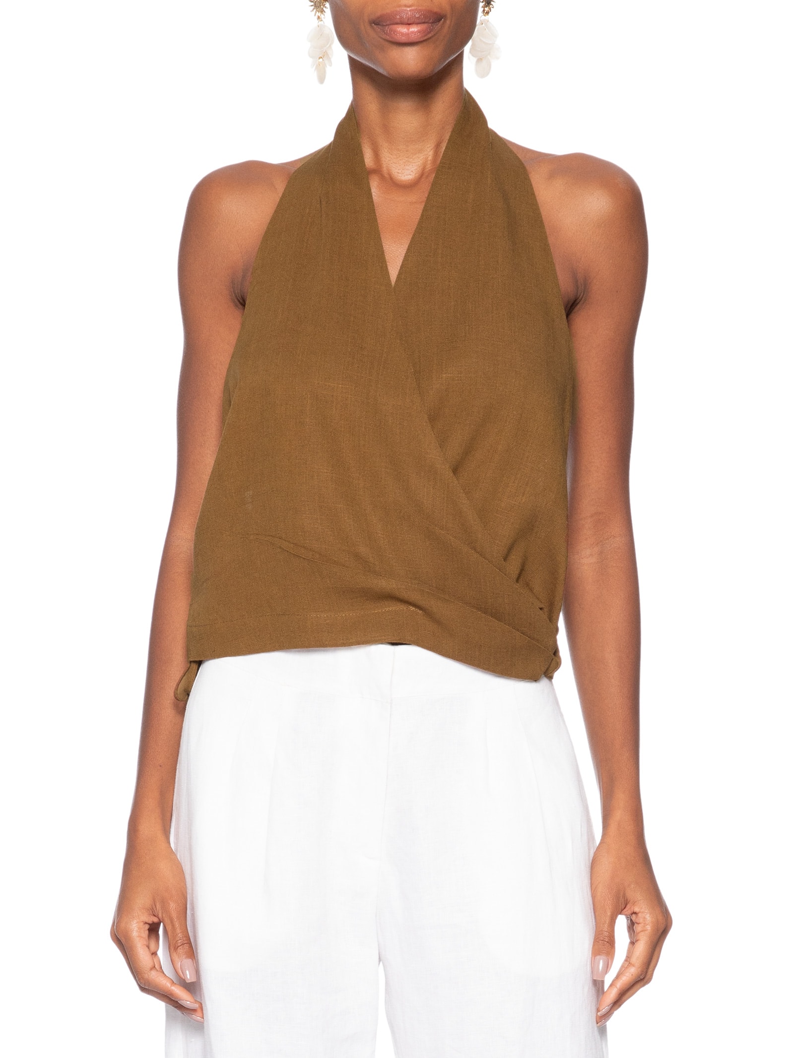 Blusa Feminina Bianca Porto Marrom Panô