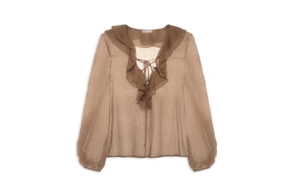 Blusa Feminina Boho Com Babados - Marrom