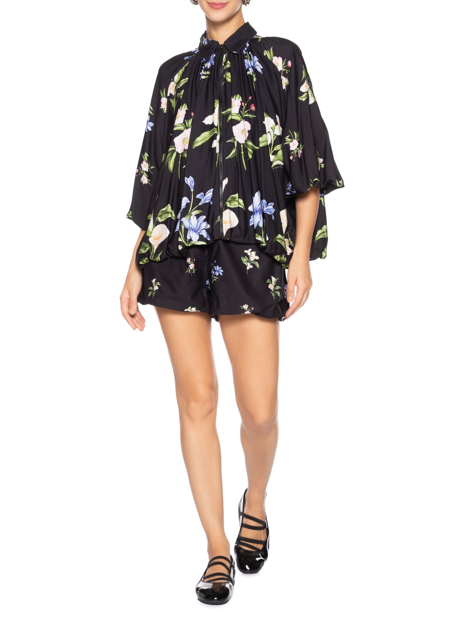 Blusa Feminina Bomber Balonê Água De Flor Preto Farm