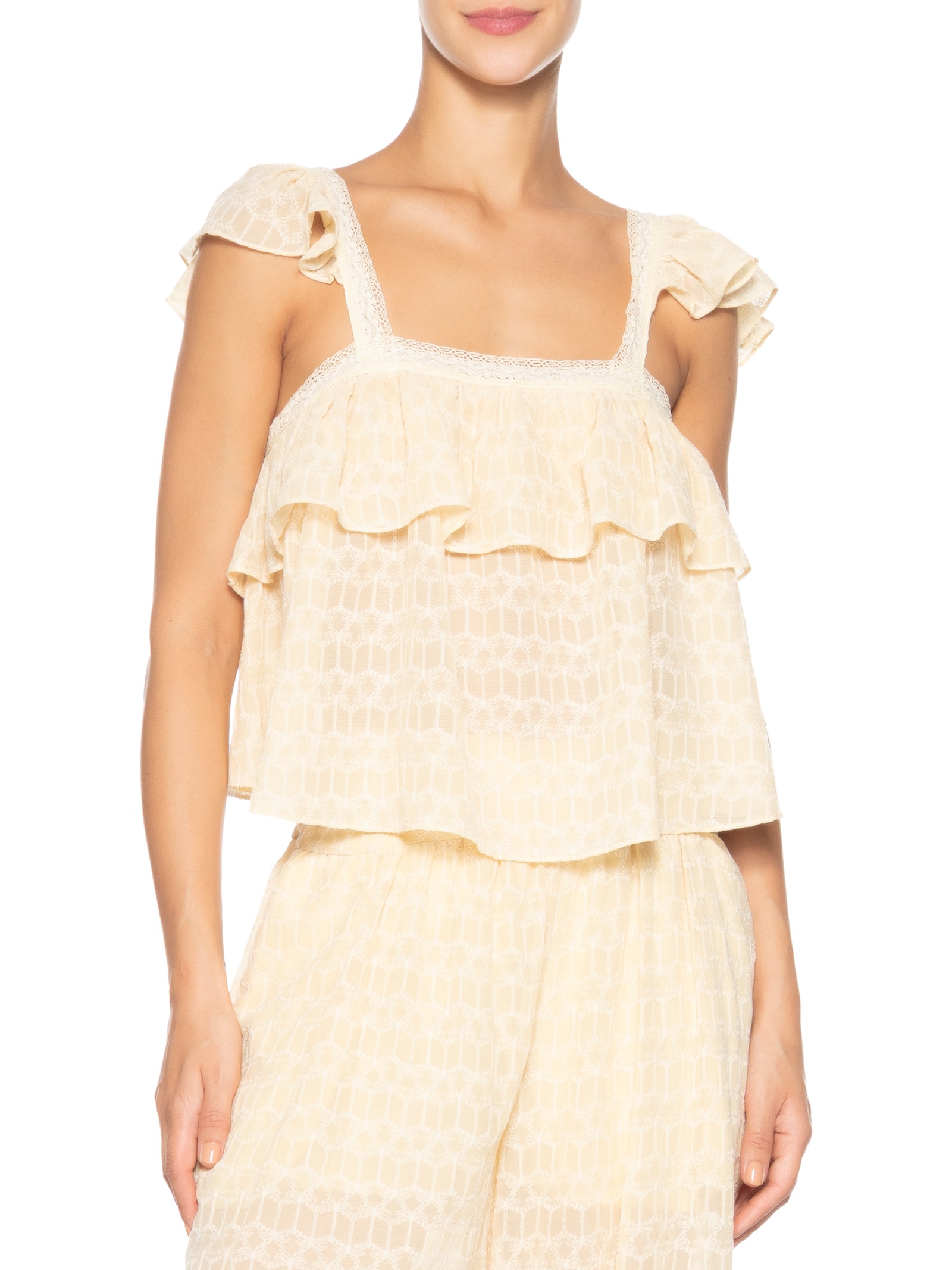 Blusa Feminina Bordada Coqueirinho Amarelo Farm