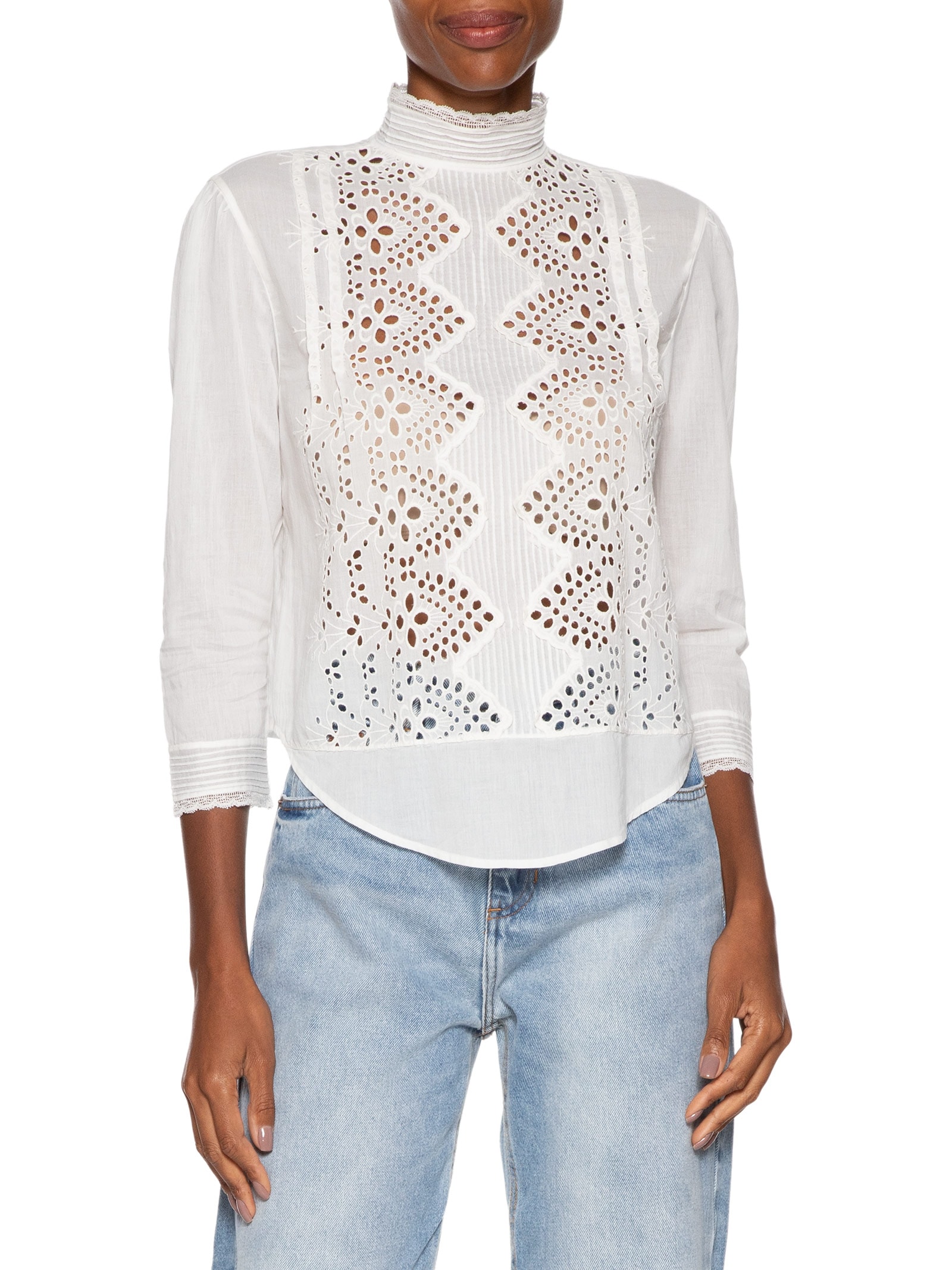 Blusa Feminina Bordada Gola Alta Branco Animale