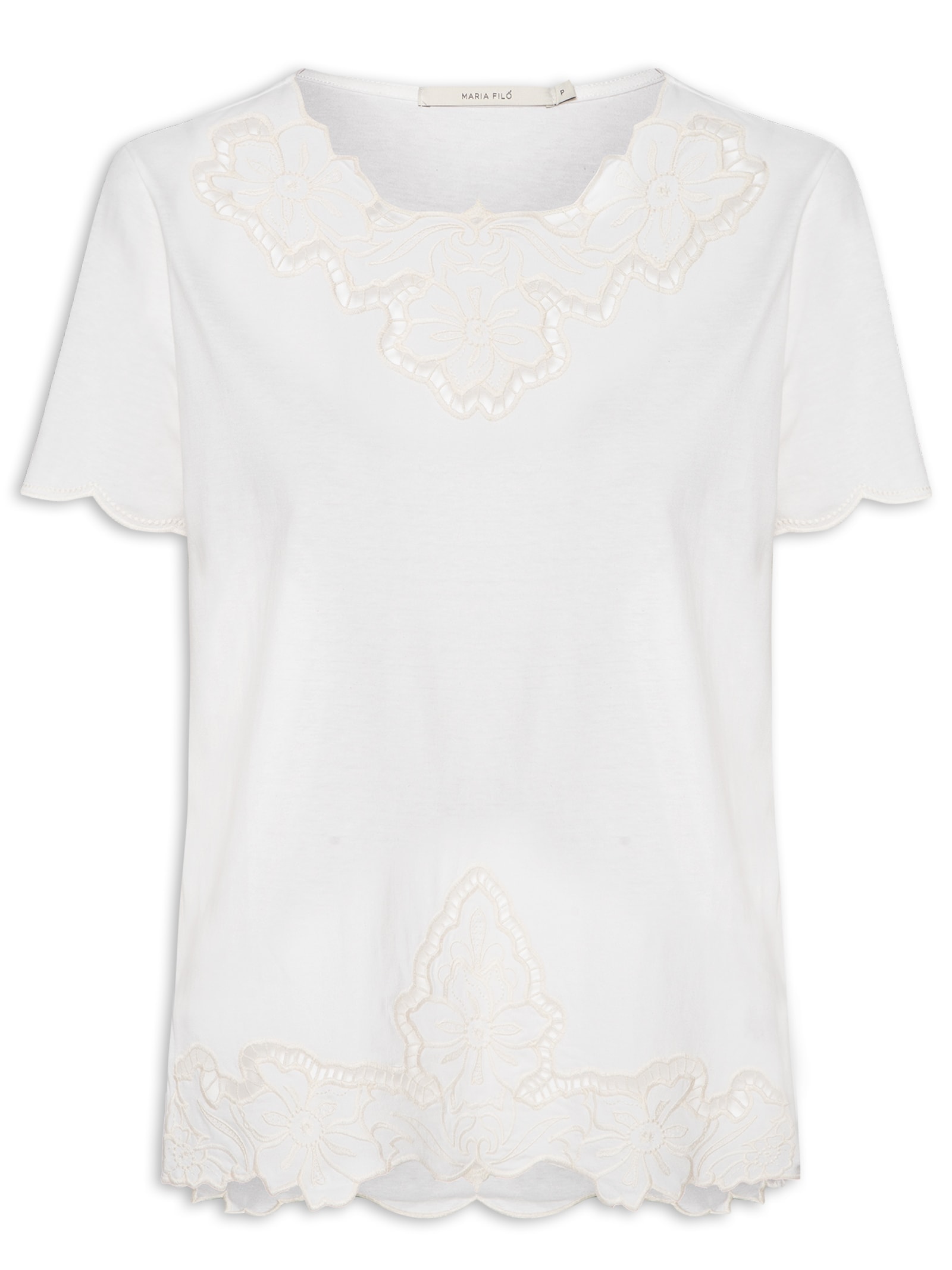 Blusa Feminina Bordado Richilieu Branco Maria Filó