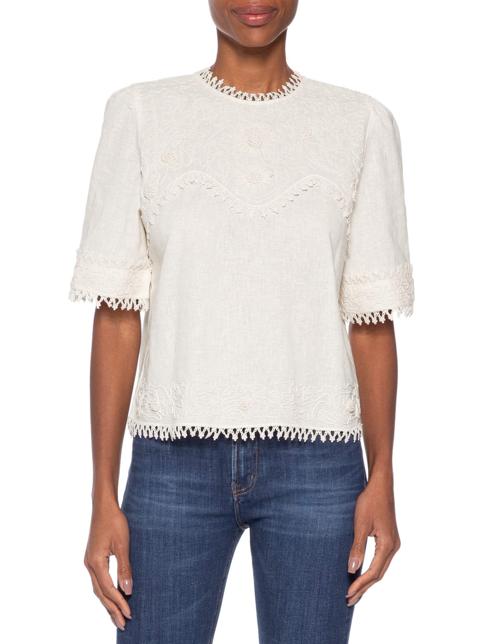 Blusa Feminina Bordados Aplicados Bege Animale
