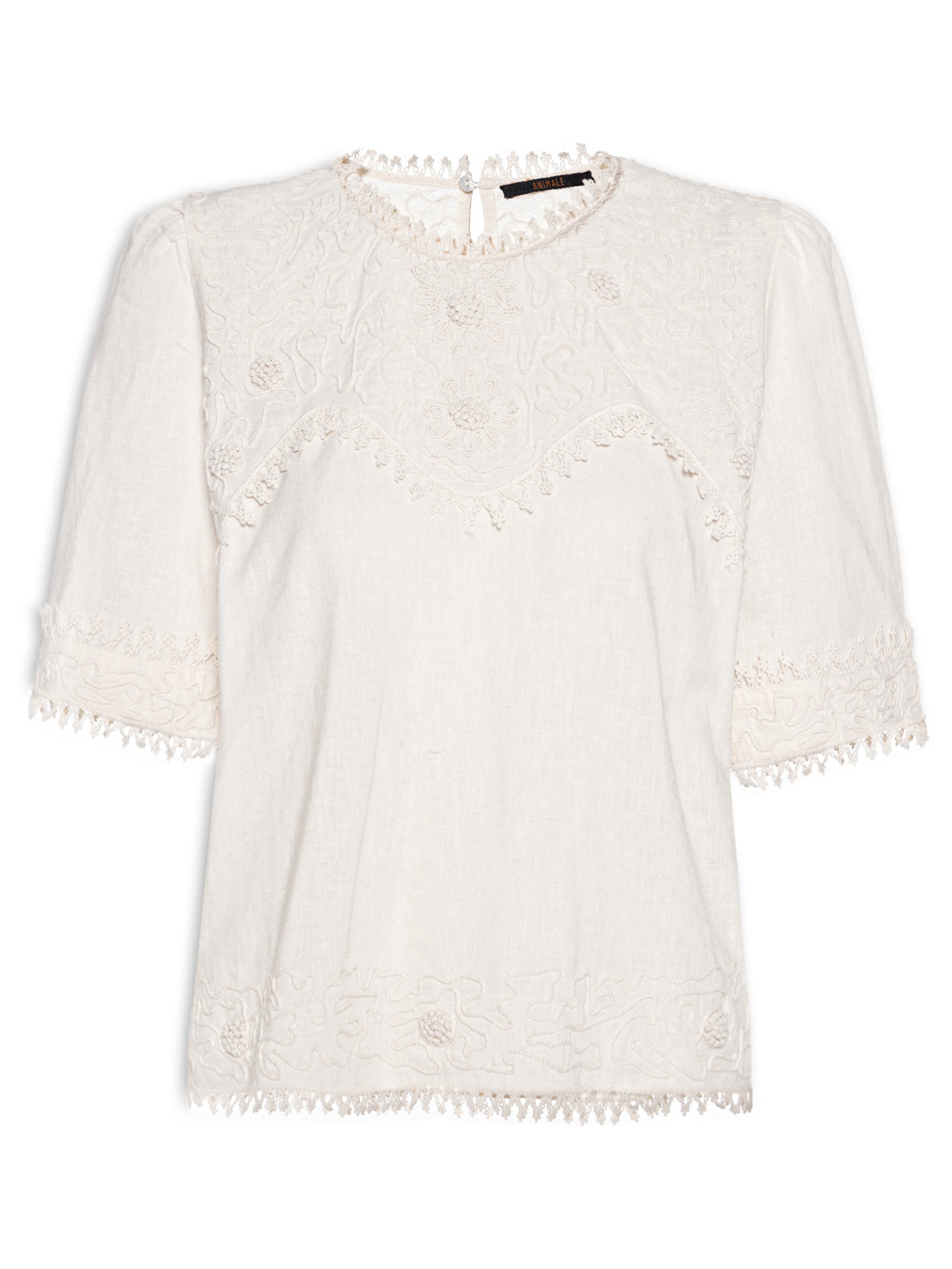 Blusa Feminina Bordados Aplicados – Bege Animale