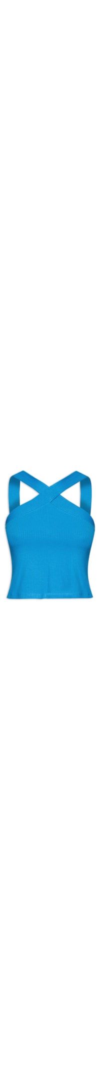 Blusa Feminina Canelada Alça Cruzada No Decote - Azul