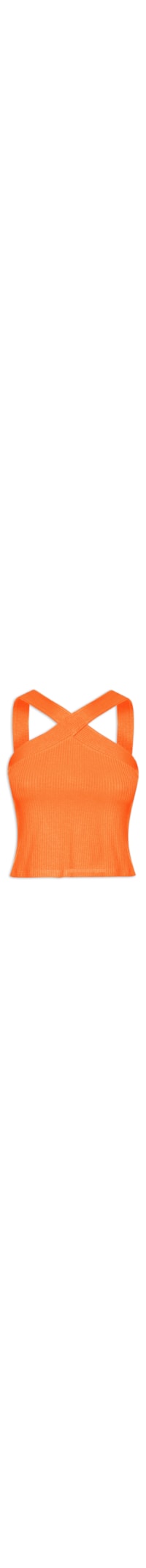 Blusa Feminina Canelada Alça Cruzada No Decote - Laranja