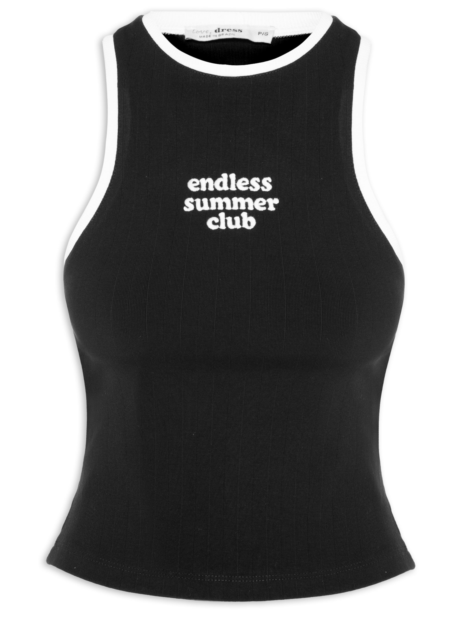 Blusa Feminina Canelada Bordado Summer Club Preto Dress To